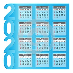 Calendar 2020 year design template
