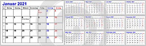 Calendar 2021 for Germany monthly overview simple