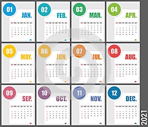 Calendar 2021 vector desing template