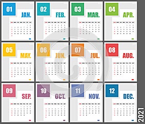 Calendar 2021 vector desing template