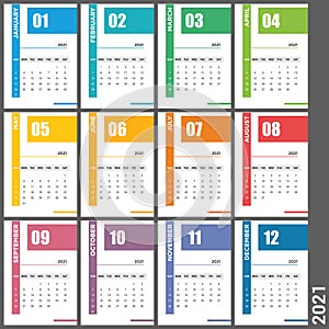 Calendar 2021 vector desing template