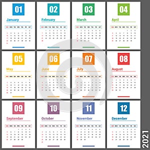 Calendar 2021 vector desing template