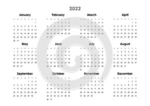 Calendar 2022.  Corporate design planner template.