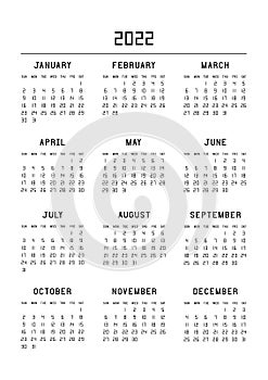 Calendar for 2022 year