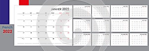 Calendar for 2022 year. An organizer and planner for every day. Week starts from Monday.