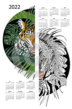 Calendar 2022 year of the tiger
