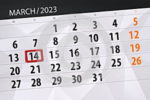 Calendar 2023, deadline, day, month, page, organizer, date, march, tuesday, number 14