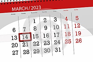 Calendar 2023, deadline, day, month, page, organizer, date, march, tuesday, number 14