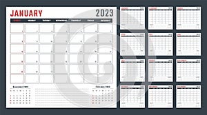 calendar for 2023 starts sunday, vector calendar design 2023 year