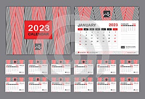 Calendar 2023 template vector, Set Desk calendar 2023 template, New year calendar 2023, wall calendar design, planner, vector