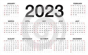 Calendar 2023, Week starts from Sunday, business template
