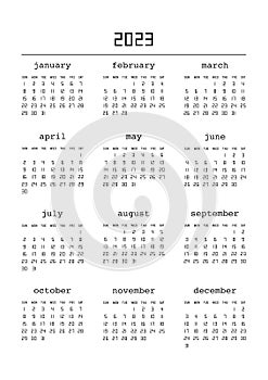 Calendar for 2023 year