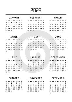 Calendar for 2023 year