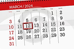 Calendar 2024, deadline, day, month, page, organizer, date, March, tuesday, number 12