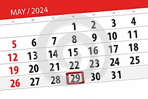 Calendar 2024, deadline, day, month, page, organizer, date, May, wednesday, number 29