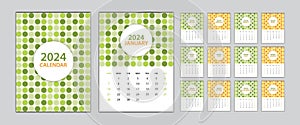 Calendar 2024 template circle graphic concept, Desk Calendar 2024 design Set, wall calendar 2024 design, Poster, circle cover