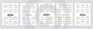 Calendar for 2024 year. Pocket calenders with 12 month. Vector illustration