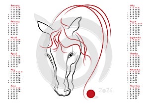 Calendar 2026 The Year of the Horse