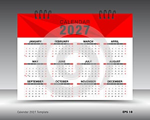 Calendar 2027 template, 12 months yearly calendar set in 2027 year, Desk calendar 2027 design, wall calendar, brochure flyer,