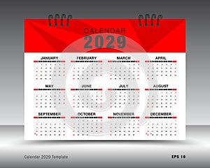Calendar 2029 template, 12 months yearly calendar set in 2029 year, Desk calendar 2029 design, wall calendar, brochure flyer,