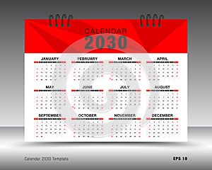 Calendar 2030 template, 12 months yearly calendar set in 2030 year, Desk calendar 2030 design, wall calendar, brochure flyer,