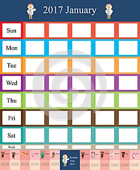 Calendar animal zodiac month year template