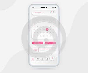 Calendar app planner concept, Mobile activity calendar template UI UX, Smartphone calendar schedule agenda annual planning event