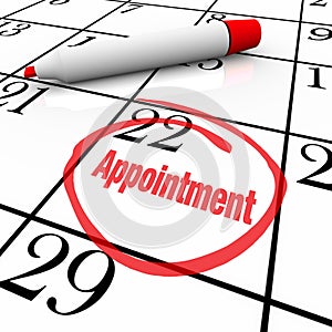 Calendar - Appointment Day Circled for Reminder photo