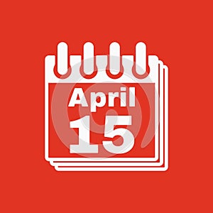 The Calendar 15 april icon. Tax day