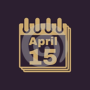 The Calendar 15 april icon. Tax day