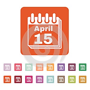 The Calendar 15 april icon. Tax day