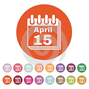 The Calendar 15 april icon. Tax day