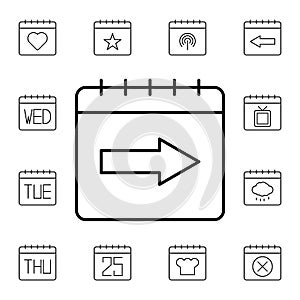 Calendar, arrow flat vector icon in calendar pack