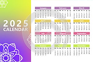Calendar 2025 background gradient