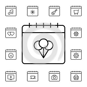 Calendar, balloons flat vector icon in calendar pack