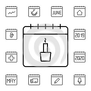 Calendar, birthday flat vector icon in calendar pack