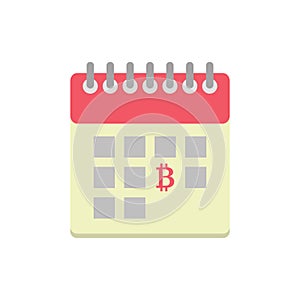 Calendar and bitcoin flat icon
