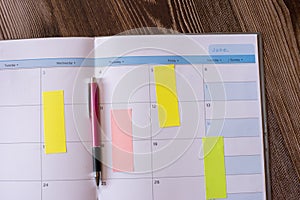 Calendar book for Planner and organizer to plan and reminder daily appointment, meeting agenda, schedule, timetable, and