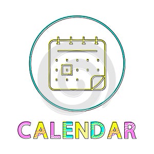 Calendar Bright Linear Round Icon for Modern App