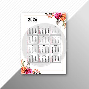 Calendar2024 brochure template for floral design photo