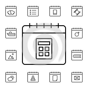 Calendar, calculator flat vector icon in calendar pack