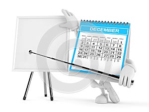 Calendar character with blank whiteboard