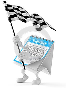 Calendar character waving race flag