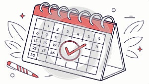 Calendar with checkmark on date, planning schedule appointment task vector design Generative AI