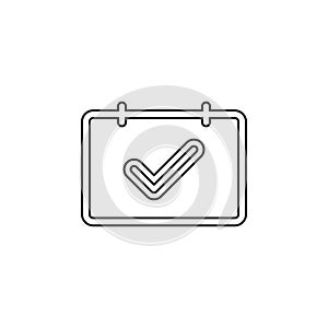 Calendar checkmark icon, vector event