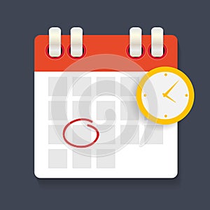 Calendar and clock icon. Concept of Schedule, appointment. Vector Illustration EPS10