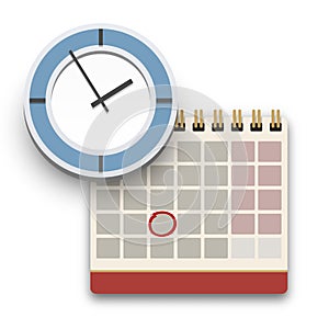 Calendar and clock icon. Deadline or time management concept