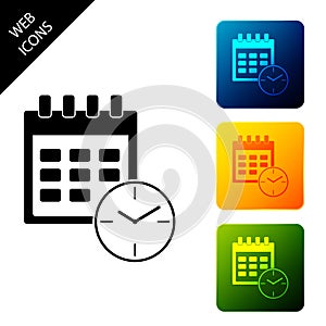 Calendar and clock icon isolated. Schedule, appointment, organizer, timesheet, time management, important date. Date and