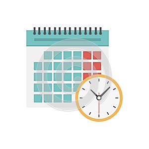 Calendar and clock icon. Schedule, appointment, important date, time management concept