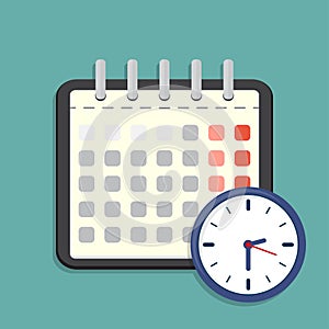 Calendar and clock icon. Schedule, appointment. Vector Illustration